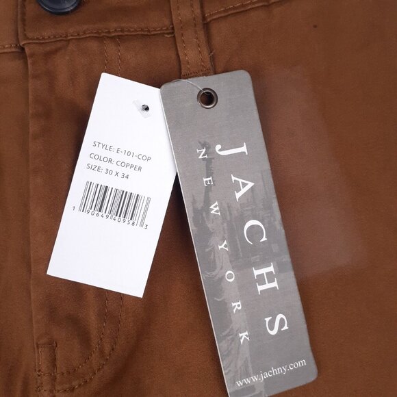 JACHS NEW YORK Pants Straight Fit Chino Mid Rise Mens Copper Brown Casual - Picture 10 of 12